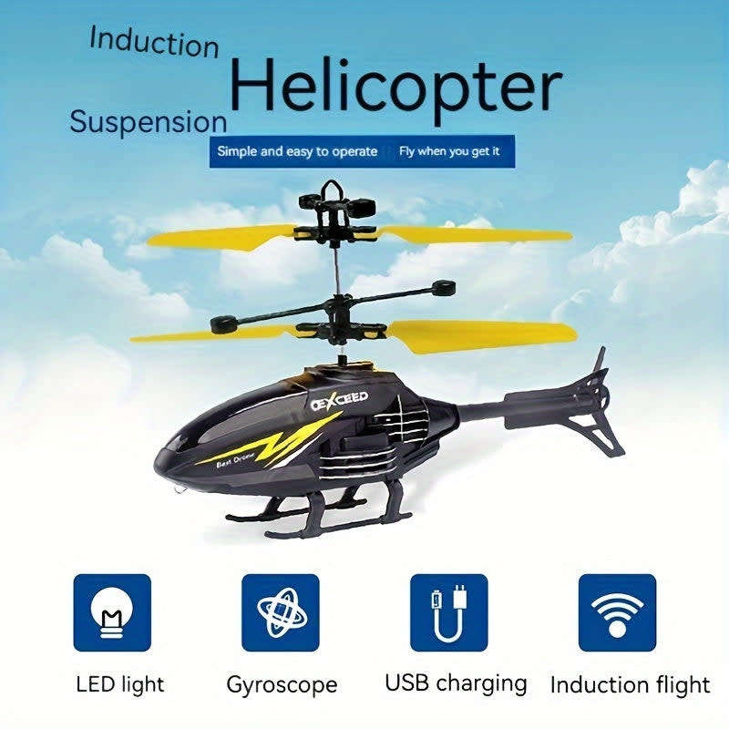 Helicopter With Remote Control Gesture Sensing Light Anti-Fall Suspension Remote Control Aircraft