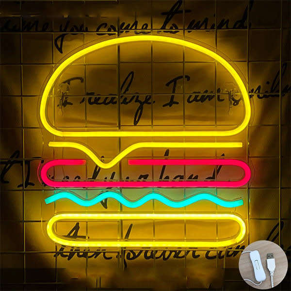C-16 Usb Powered Hamburger Neon Light With Back Plate + Switch