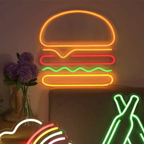 C-16 Usb Powered Hamburger Neon Light With Back Plate + Switch