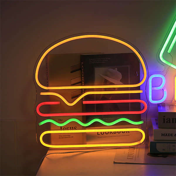 C-16 Usb Powered Hamburger Neon Light With Back Plate + Switch