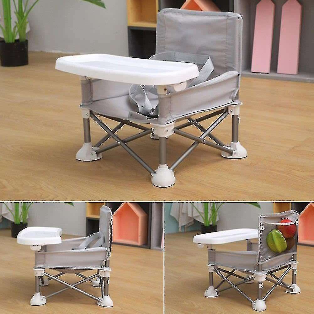 Gray Infant Booster Seat - Portable Pop-Up And Open Design, Anti-Tipping Safety, Baby Folding Feedin