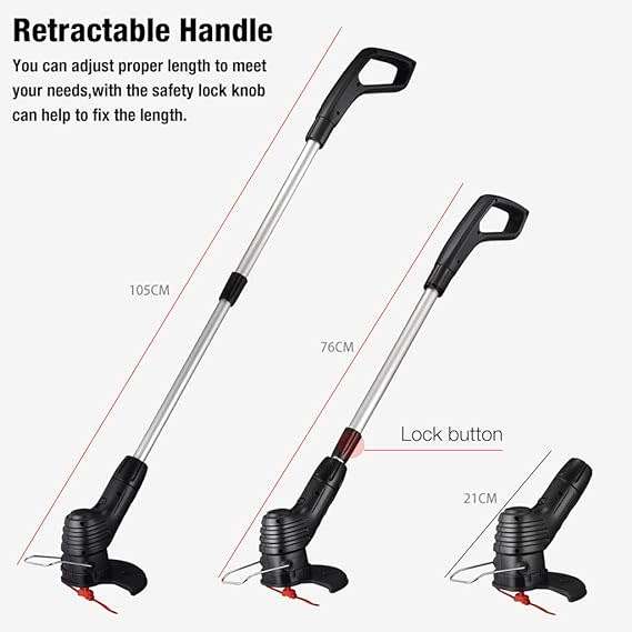 Rechargeable And Retractable Home Garden Electric Lawn Mower, Portable Lightweight Lawn Mower With 4