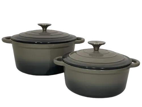 7 Piece Authentic Cast Iron Dutch Oven Cookware Pot Set - Grey
