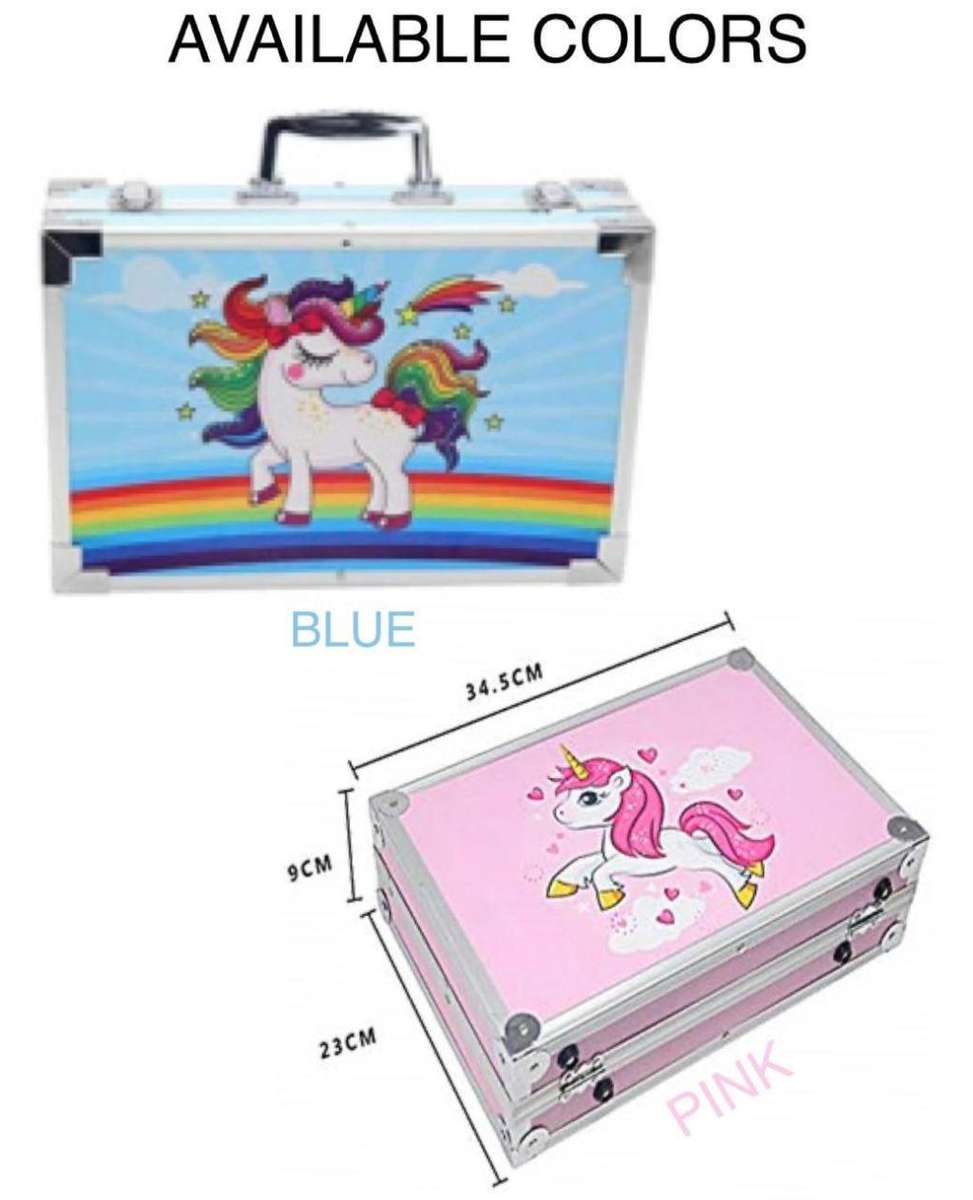 Art Set with Aluminum Folding Case for Kids - 145 Piece Set - Blue