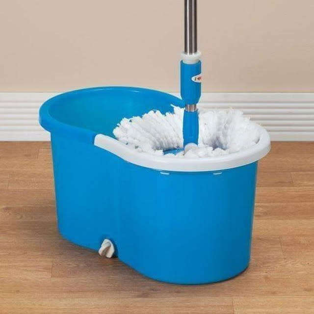 Rotating 360° Magic Spin Mop And Plastic Bucket Set-Blue