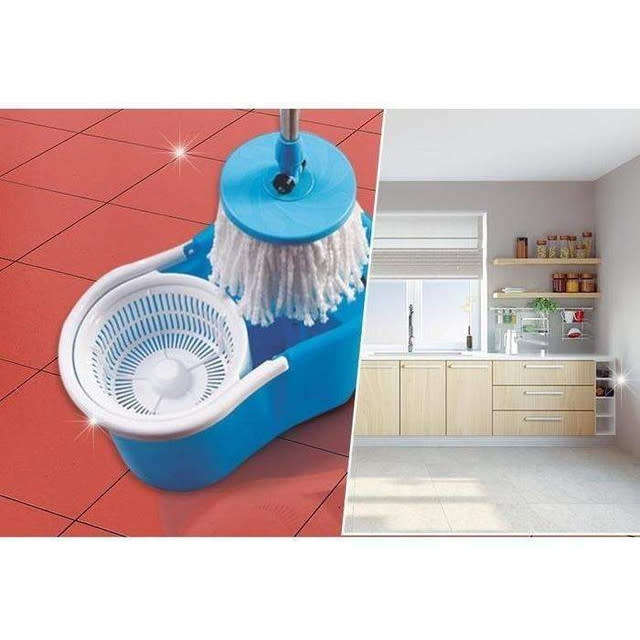 Rotating 360° Magic Spin Mop And Plastic Bucket Set-Blue