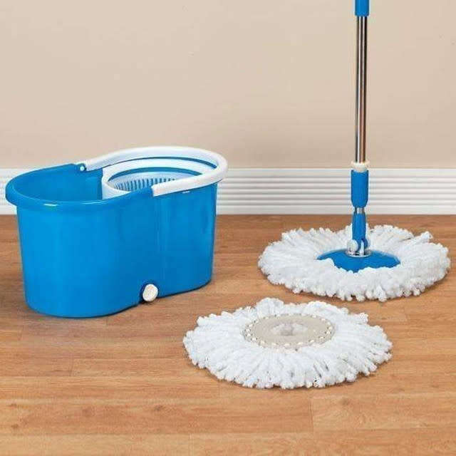 Rotating 360° Magic Spin Mop And Plastic Bucket Set-Blue