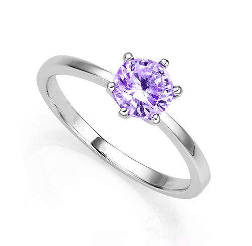 3.7ct Amethyst Solitair 14k Solid White Gold ring - Great investment