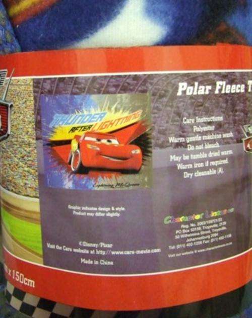 Cars Polar fleece -Thunder after lightning on R1 no Reserve Auction now ON!!!