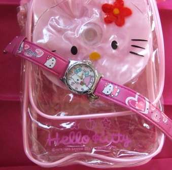 Hello Kitty quartz movement watch in Hello Kitty bag -R1 No Reserve - Great Gift!