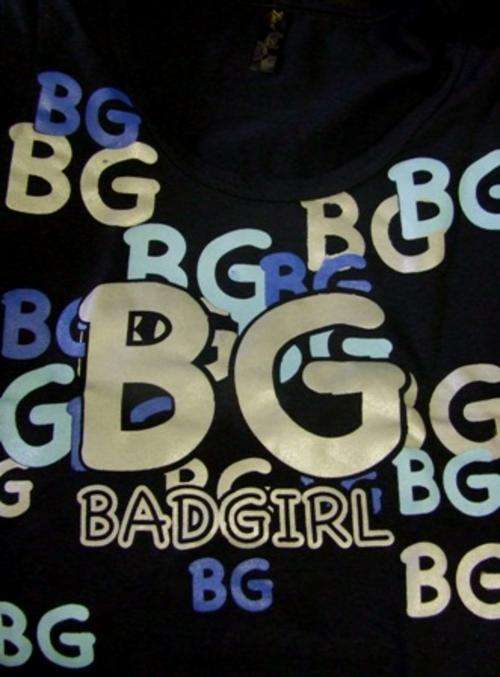 BAD GIRLS - TShirt top Black with Blue and Silver - R1 No RESERVE