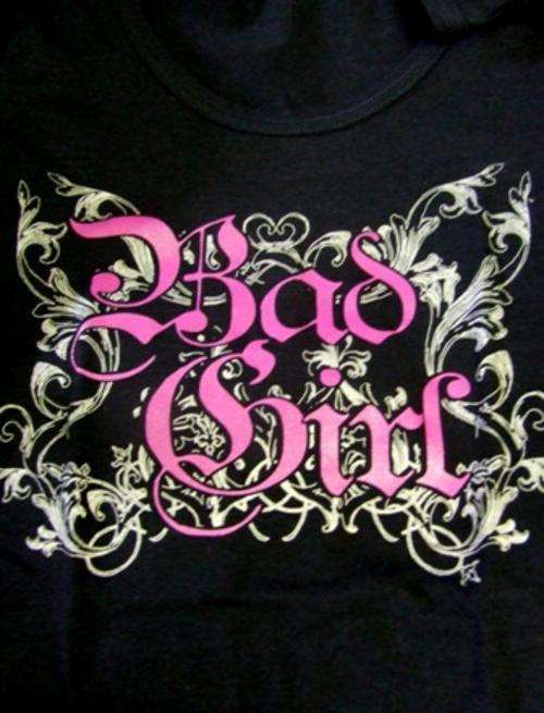 BAD GIRLS - TShirt top Black with Pink and Silver - R1 No RESERVE