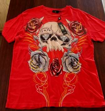 Edd Hardy Red T-Shirt - Brand New - R1 No Reserve Auction!