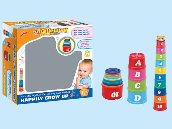 Intellectual stacking Game Cups with Sound  - ages +6mnts and up