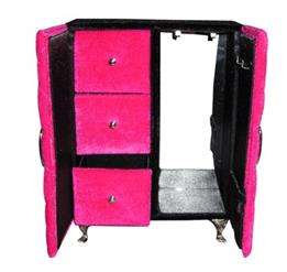 Black and pink velvet wardrobe Jewellery Box  - R1 No Reserve - Great Gift!