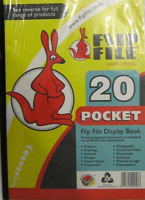 Pack of 5 Flip Files A4 Kangaroo (20 Pocket)