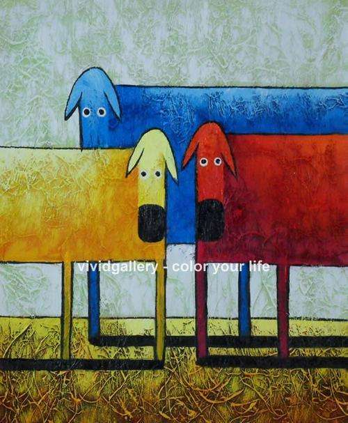 Framed Hand-painted Stock Oil Painting Cartoon Kids Children Cute Animals SA08