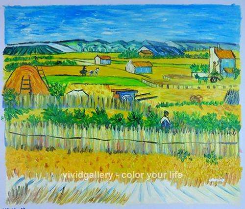 Hand-painted Canvas Signed Oil Painting 60CMX50CM Van Gogh Farm Harvest vm04