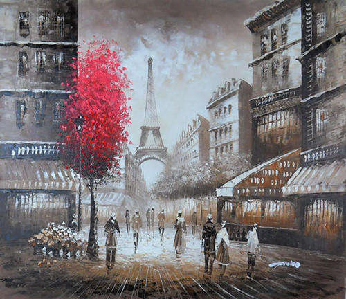 Hand-painted Canvas Signed Oil Painting 60CMX50CM Cityscape Street Night Building P210