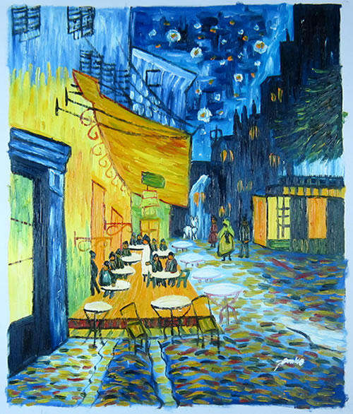 Hand-painted Signed Oil Painting 24"x20" Van Gogh Cafe Terrace Night VM06-08
