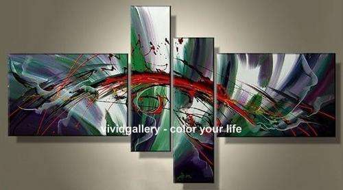 Handmade Signed Canvas Oil Painting 160cmx80cm Abstract Modern Green Grey GX117
