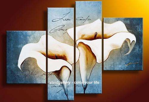 Hand-painted Singed 160cmx80cm Flower Oil Painting Blue Calla Lily HD144