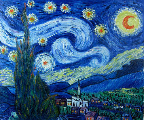 Hand-painted Stock Signed Oil Painting 24"x20" Van Gogh Starry Night VM05-24