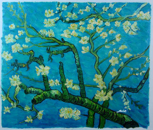 Hand-painted Signed Oil Painting 24"x20" Van Gogh Almond Blossom Blue VM85-12
