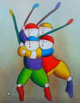 Framed Hand-painted Stock Oil Painting Cartoon Kids Sports Ball Children KS07