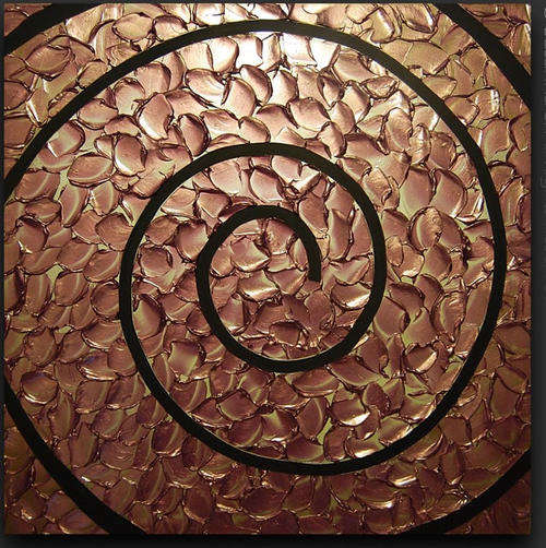 Hand-painted Heavy Texture Oil Painting 60cmx60cm Golden Abstract Deco Art HS006