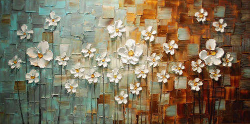 Hand-painted Oil Painting Heavy Texture 120cmx60cm Abstract Deco Art Modern Flowers HS303