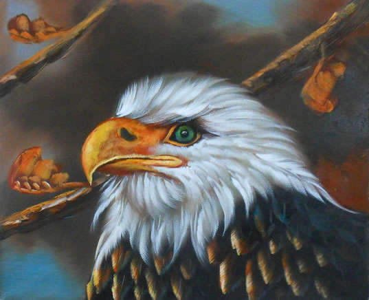 Framed & Stretched Original Hand-painted Oil Painting Animals Birds Modern DS26