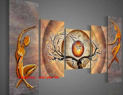 Huge Group Oil Painting Hand-painted Canvas 150cmx80cm Modern Abstract Dancers Beige GAF019