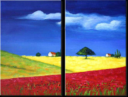 Huge Group Rolled Oil Painting Hand-painted Canvas 100cmx80cm Modern Landscape Summer Field G179