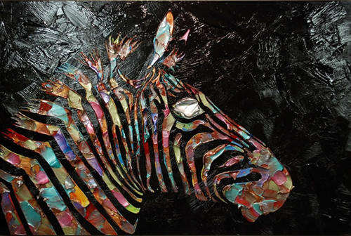 Huge Oil Painting Hand-painted Canvas 90cmx60cm Modern Heavy Oil Zebra HS102