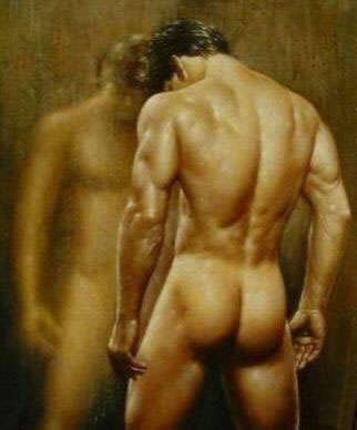 Museum Quality Hand-painted Canvas Signed Oil Painting 70CMX50CM Nude Men nw-02