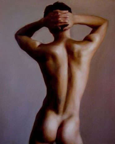 Museum Quality Hand-painted Canvas Signed Oil Painting 70CMX50CM Nude Men nw-03