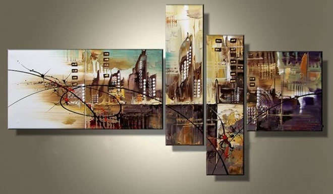 Rolled Large 4pcs Oil Painting Hand-painted Canvas 160cmx80cm Modern Home Deco Abstract Art GA5066