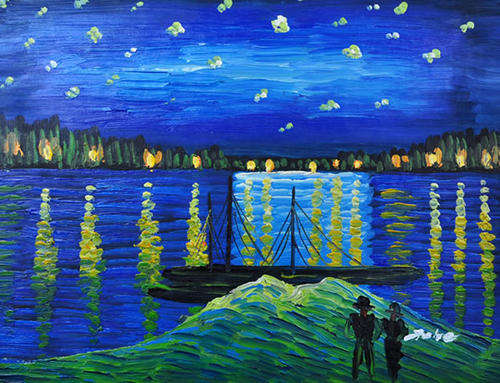 Framed Stretched Oil Painting Hand-painted Canvas 40cmx30cm Abstract Van Gogh repro Starry NightVN11