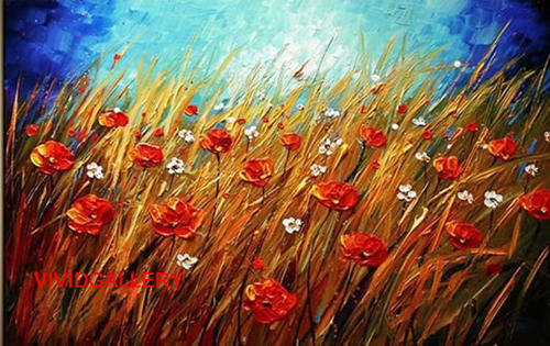Rolled Large Oil Painting Hand-painted Canvas 90cmx60cm Modern Flowers Field Deco Art ABF070