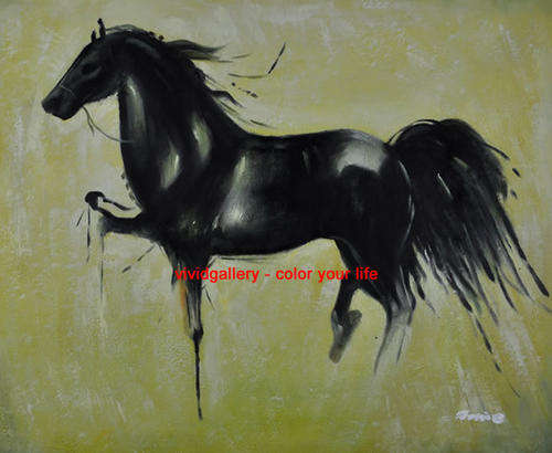 Rolled Pallet-knife Oil Painting 60cmx50cm Hand-painted Animals Running Horses R525