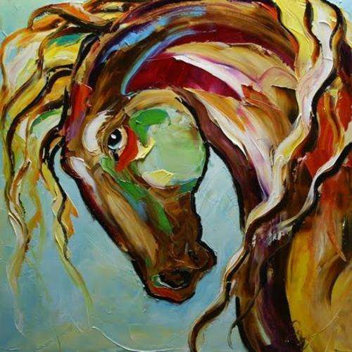 Museum Quality Hand-painted Canvas Oil Painting 60CMX60CM Pop-art Animals Horses Modern Art PPA088