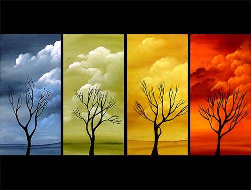 Huge Group Oil Painting Hand-painted Canvas 120cmx60cm Modern Abstract Landscape Trees GSL028