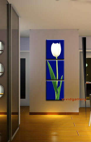 Group Oil Painting Huge Floral Flowers Blue Tulip G46