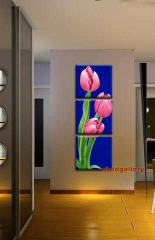 Group Oil Painting Huge Floral Flowers Pink Tulip G45