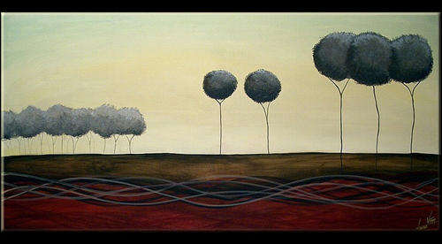 Oil Painting 64"x32" Flowers Floral Trees Abstract G67a