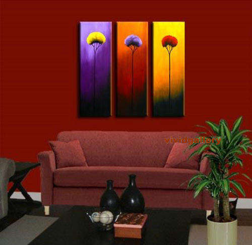 Oil Painting 36"x36" Abstract Trees Sunrise Art Deco Modern G84