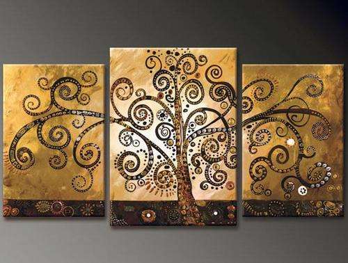 Oil Painting Abstract Trees Green Flowers Birds Forest G57