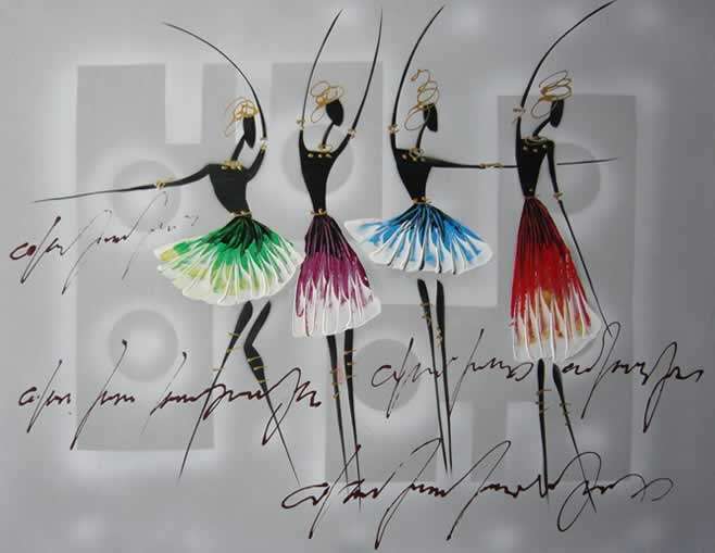 Oil Painting 20"x24" Abstract Dancing Girls Ladies R15