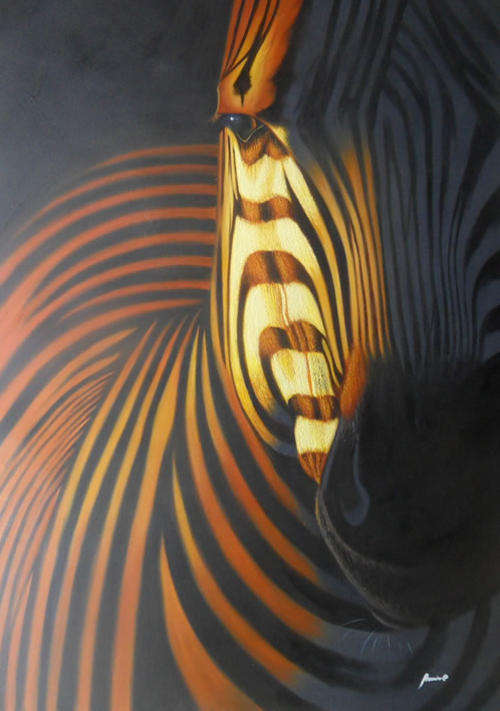 2 Beautiful Signed Oil Paintings -  24"x36" - African Zebras